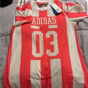 Adidas Bold Red and White Striped Tee